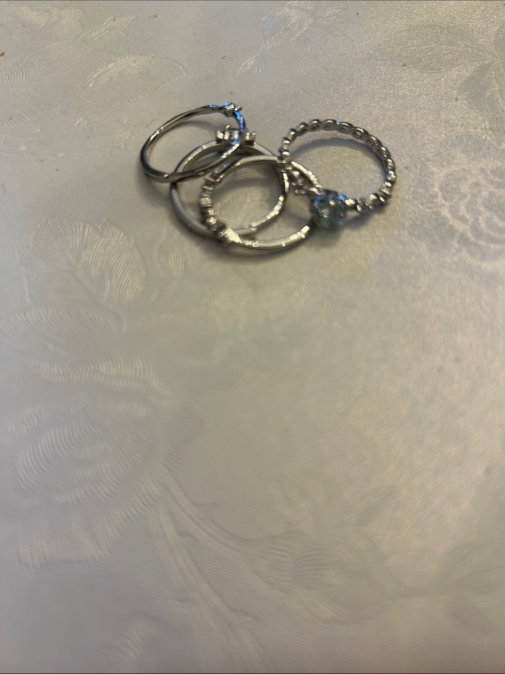 Sterling silver Stackable Rings Set with Clear Stone Accent - Women's Jewelry